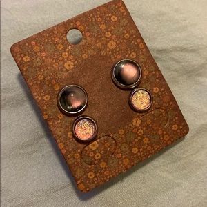 NEW Faux Druzy Moonlight Stud Earrings Set